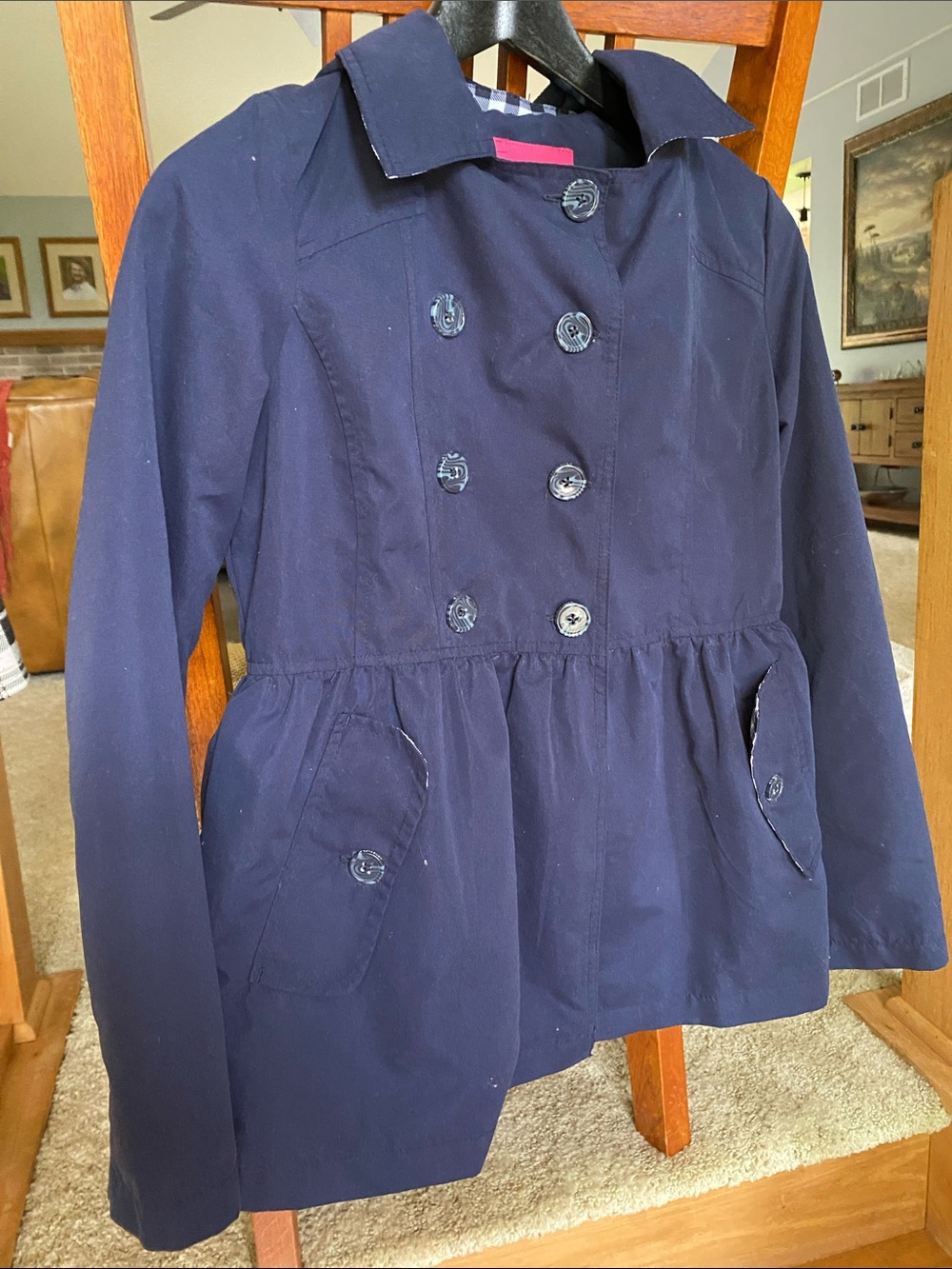 London Fog Navy Double-Breasted Girls' Peacoat